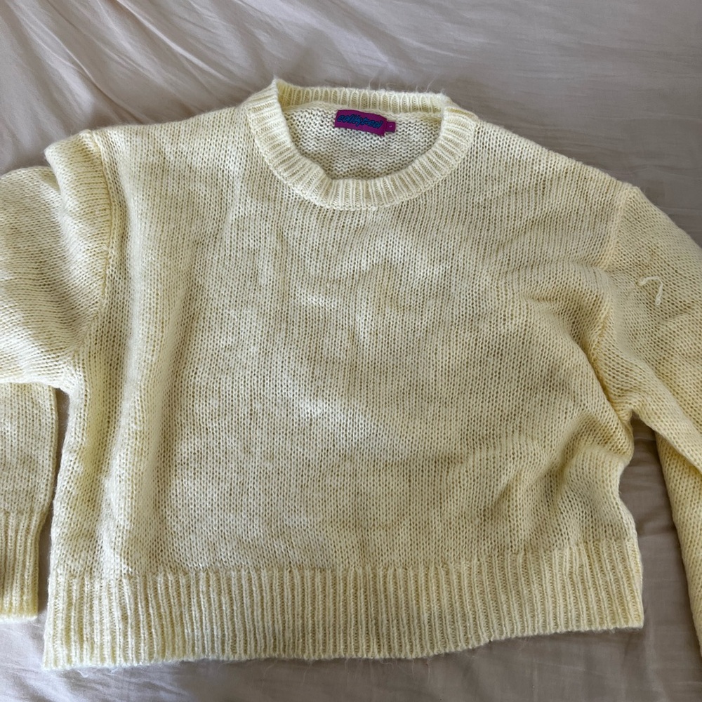 Edikted Soft Yellow Crew Neck Sweater